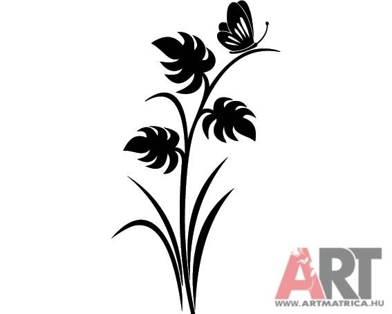 Virág fű pillangó festősablon stencil 1