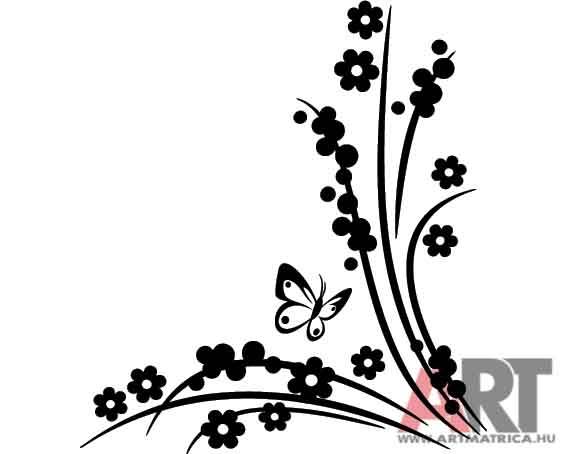 Virágok pillangó festősablon stencil 1