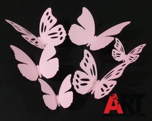 Világos rózsaszín pillangók 3D faldekor 0