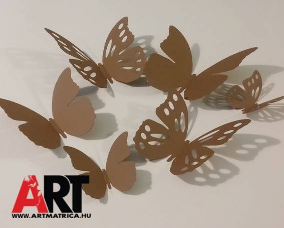 Világos barna pillangók 3D faldekor 0