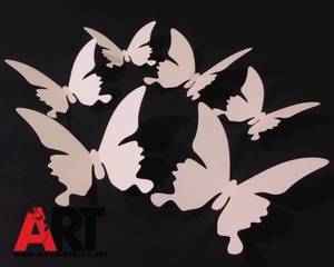  Krémszínű pillangók 3D faldekor