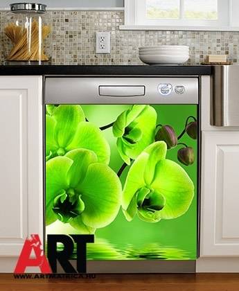 Zöld orchidea mosogatógép öntapadós matrica 0