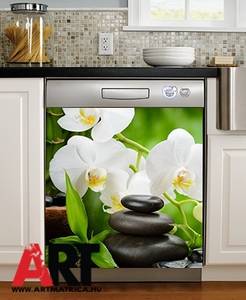 Fehér orchidea virág mosogatógép öntapadós matrica 0