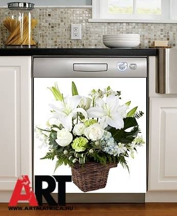 Fehér virágcsokor mosogatógép öntapadós matrica 0