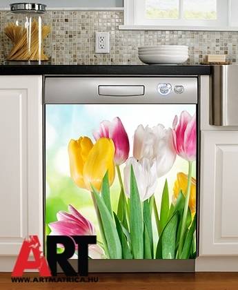 Színes tulipánok mosogatógép öntapadós matrica 0