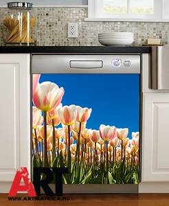 Fehér tulipánok mosogatógép öntapadós matrica 0