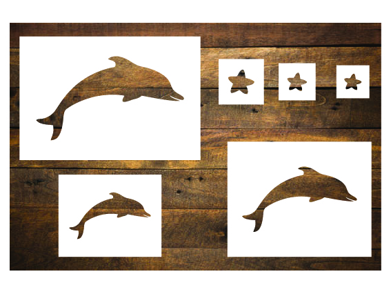 Delfinek csillagok festősablon stencil 1