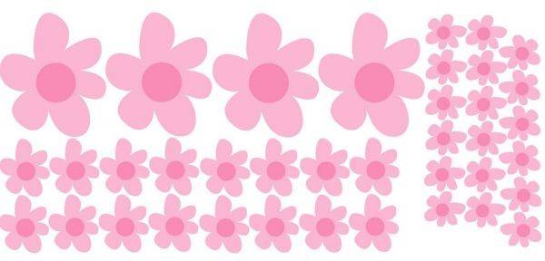Virágok rózsaszín falmatrica 1